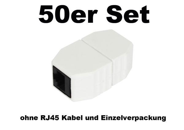 ALLNET TP-TP Kupplung CAT6A Buchse 1:1 8-pol. RJ45 magnetische Sicherungskupplung 50er Bulk Set Abwurfbuchse PoE fähig bis zu 10GBit