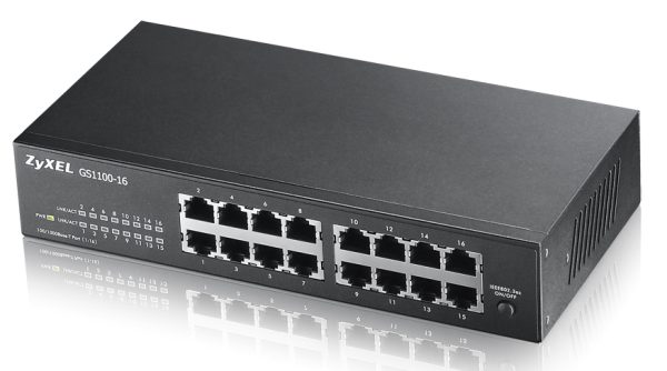 Zyxel GS1100-16ES Slimline Unmanaged + 16 port Gigabit - Unmanaged + Switch