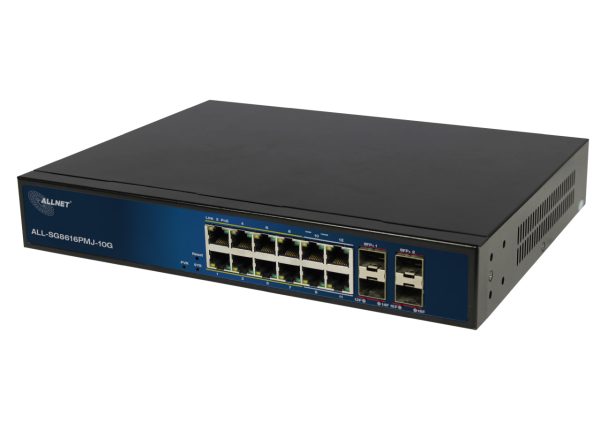 ALLNET Switch full managed Layer2+ 16 Port • 12x GbE • PoE Budget 130W • 8x PoE at • 4x Giga LAN • 4x SFP+ • 19 • ALL-SG8616PMJ-10G