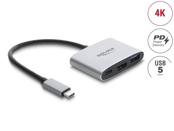 DeLOCK USB Type-C™ Adapter zu HDMI 4K 60 Hz mit USB Typ-A und USB Type-C™ PD 3.1 140 W
