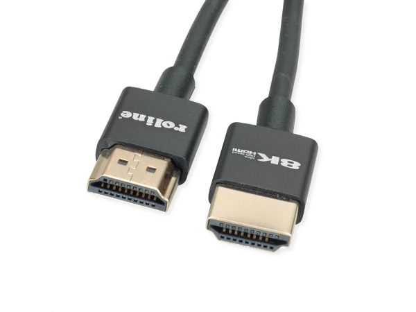 Roline 8K HDMI Ultra HD Kabel mit Ethernet, Slim, ST/ST, schwarz, 1 m